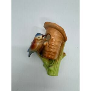 Vintage Czechoslovakian Ceramic Wall Pocket Bird on A Branch